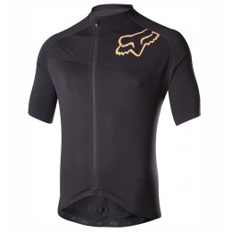 2017 Team FOX Homme Schwarz Gold Radtrikot Kurzarm Radtrikot Kaufen