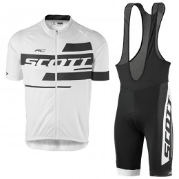 2017 Scott Rc Weiß Schwarz Fahrradbekleidung Satz Radtrikot Kurzarm+Kurz Trägerhose vente Radtrikot Kaufen