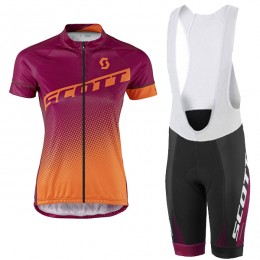 2017 Scott Damen orange violett Fahrradbekleidung Satz Radtrikot Kurzarm+Kurz Trägerhose Radtrikot Kaufen