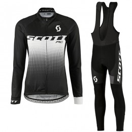 2017 Scott Rc Damen Schwarz Weiß Fahrradbekleidung Satz Radtrikot Langarm+Lang Trägerhose Radtrikot Kaufen