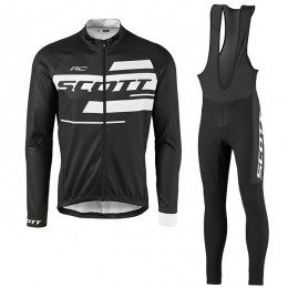 2017 Scott Rc Schwarz-Weiß Fahrradbekleidung Satz Radtrikot Langarm+Lang Trägerhose Radtrikot Kaufen
