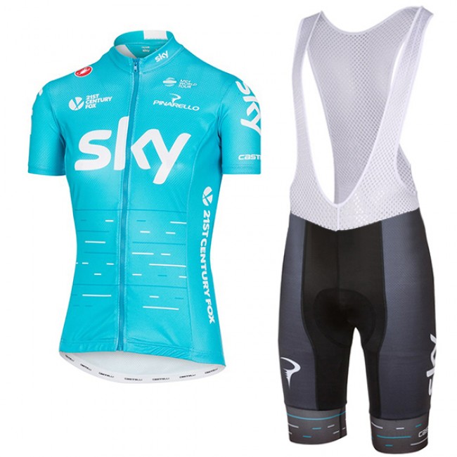 Sky Pro Damen 2017 Blau Fahrradbekleidung Satz Radtrikot Kurzarm+Kurz Trägerhose Radtrikot Kaufen Sky Pro Damen 2017 Blau Fahrradbekleidung Satz Radtrikot Kurzarm+Kurz Trägerhose Radtrikot Kaufen
