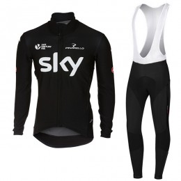 Sky Pro Schwarz 2017 Gabba Fahrradbekleidung Satz Radtrikot Langarm+Lang Trägerhose Radtrikot Kaufen